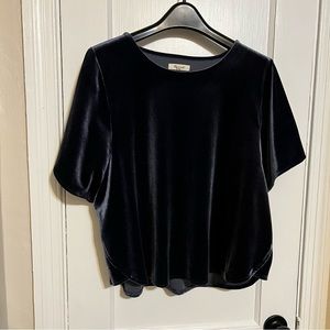 Dark Blue Madewell Velvet Top